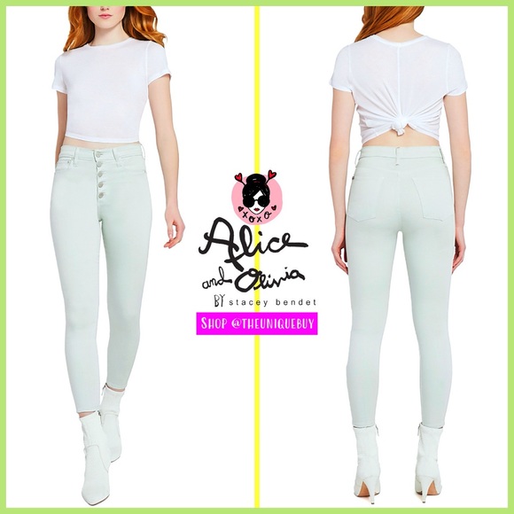 Alice + Olivia Denim - 🏷 🆕 Alice + Olivia Good High Rise Light Mint Green Denim Jean